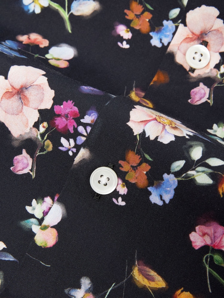 Black/Multicolour Floral Signature Made With Italian Fabric Printed Shirt - Image 8 of 8