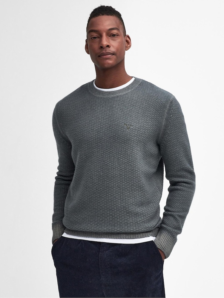 Barbour® Grey Aston Textured Crew Neck Jumper - Image 1 of 6