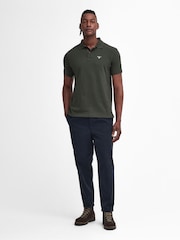 Barbour® Green 100% Cotton Classic Pique Polo Shirt - Image 3 of 6