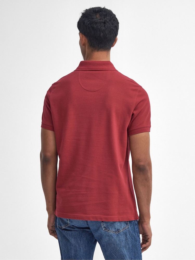 Barbour® Red 100% Cotton Classic Pique Polo Shirt - Image 2 of 8
