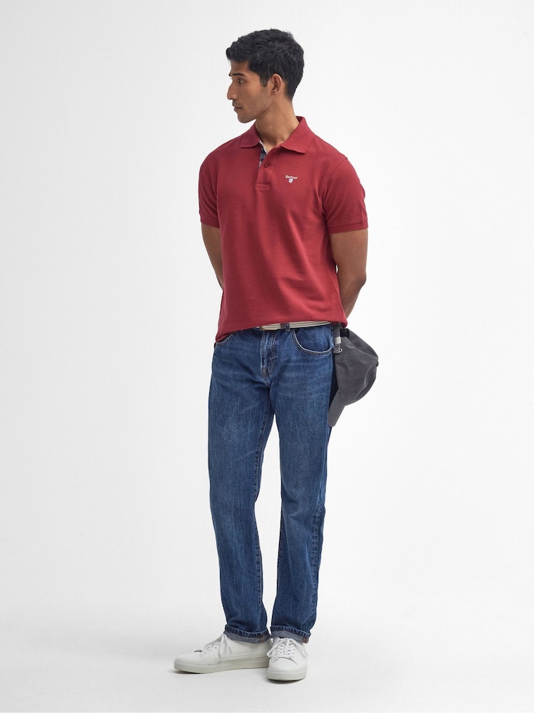 Barbour® Red 100% Cotton Classic Pique Polo Shirt - Image 3 of 8