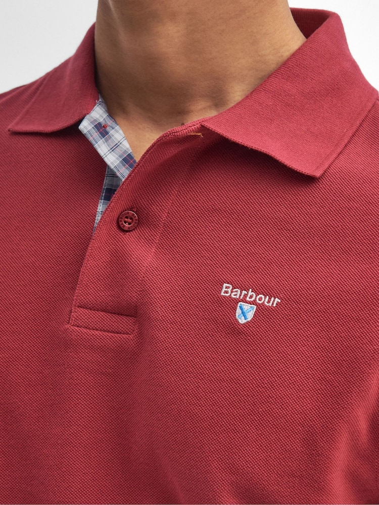 Barbour® Red 100% Cotton Classic Pique Polo Shirt - Image 4 of 8
