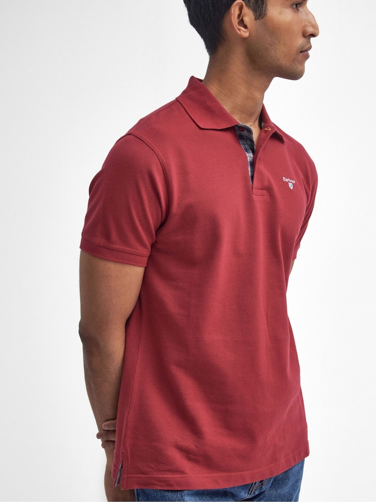Barbour® Red 100% Cotton Classic Pique Polo Shirt - Image 5 of 8