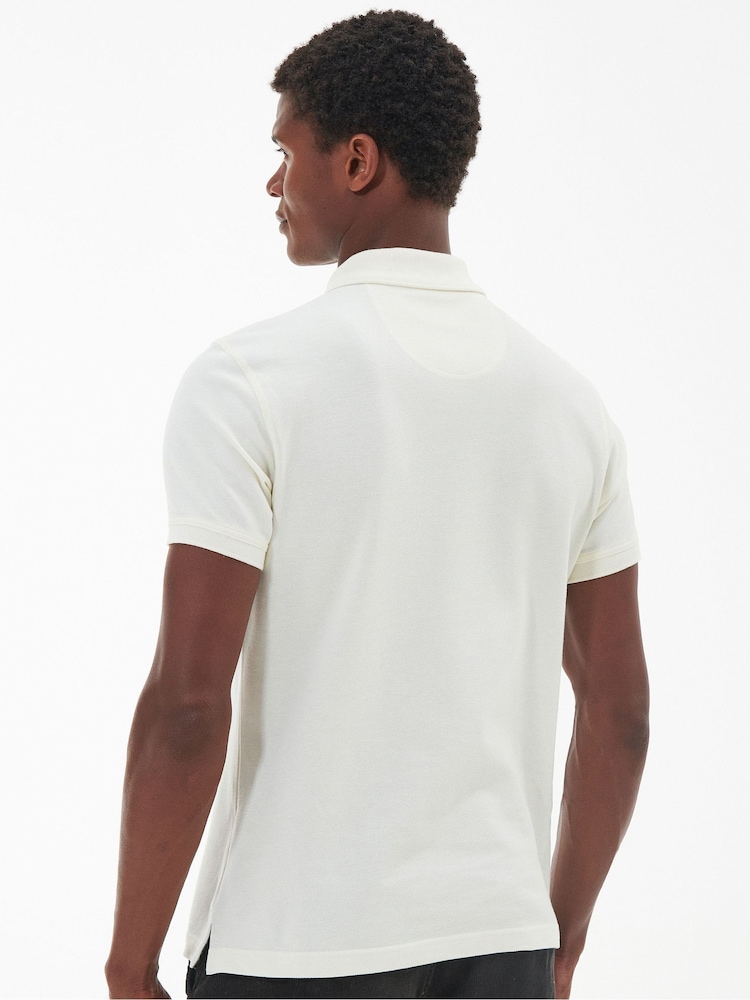 Barbour® Ecru White 100% Cotton Classic Pique Polo Shirt - Image 2 of 8 Barbour® Ecru White 100% Cotton Classic Pique Polo Shirt - Image 2 of 8
