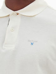 Barbour® Ecru White 100% Cotton Classic Pique Polo Shirt - Image 4 of 8