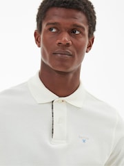 Barbour® Ecru White 100% Cotton Classic Pique Polo Shirt - Image 5 of 8