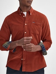 Barbour® Orange 100% Cotton Ramsey Micro Cord Shirt - Image 6 of 8