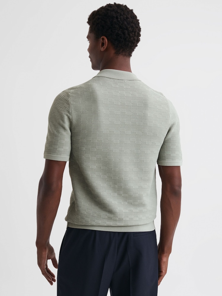 Reiss Sage Lunar Textured Cuban Collar Button-Through Shirt - Image 5 of 5