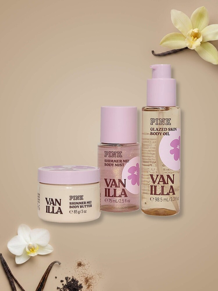 Victoria's Secret Pink Vanilla 3 Piece Shimmer Travel Set - Image 1 of 2