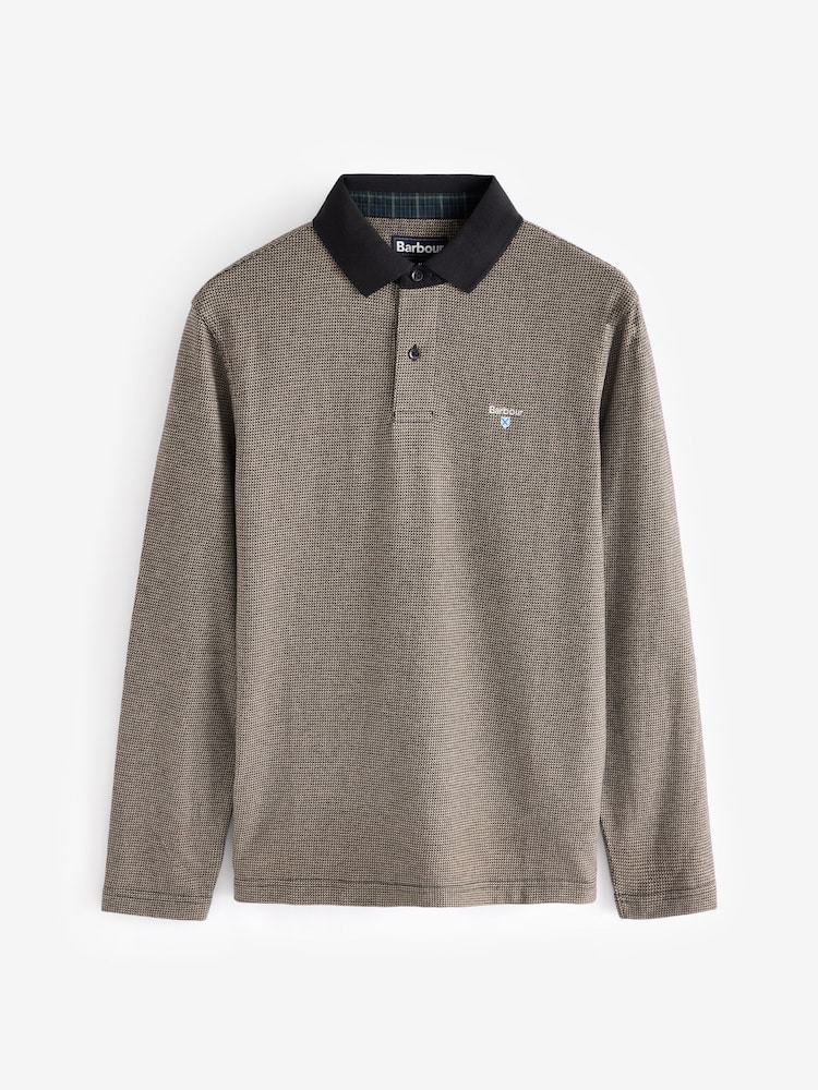 Barbour® Brown Walkford Long Sleeve Polo Shirt - Image 7 of 7