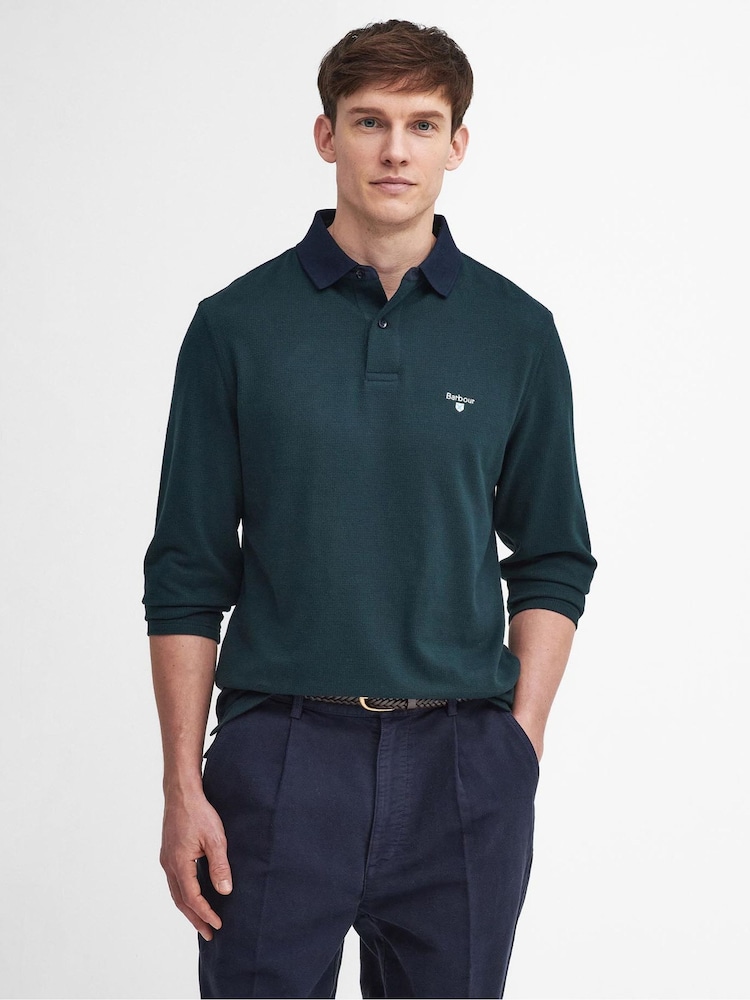 Barbour® Green Walkford Long Sleeve Polo Shirt - Image 1 of 6