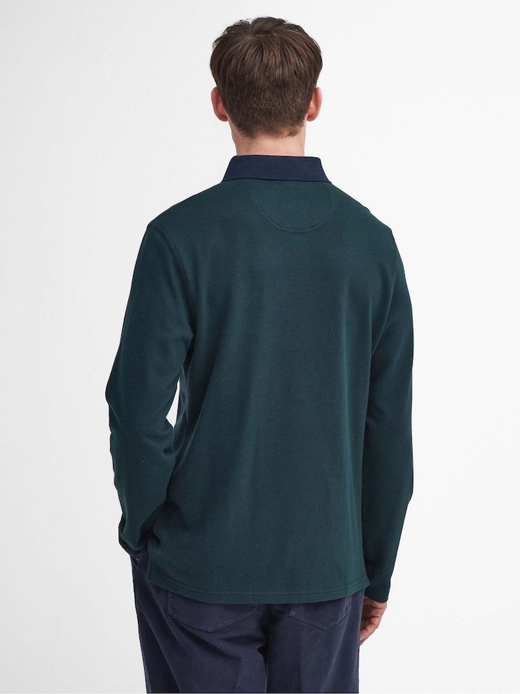 Barbour® Green Walkford Long Sleeve Polo Shirt - Image 2 of 6