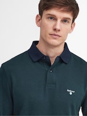 Barbour® Green Walkford Long Sleeve Polo Shirt - Image 3 of 6