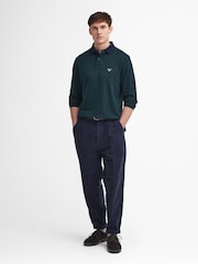 Barbour® Green Walkford Long Sleeve Polo Shirt - Image 4 of 6