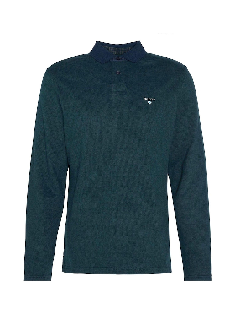 Barbour® Green Walkford Long Sleeve Polo Shirt - Image 6 of 6