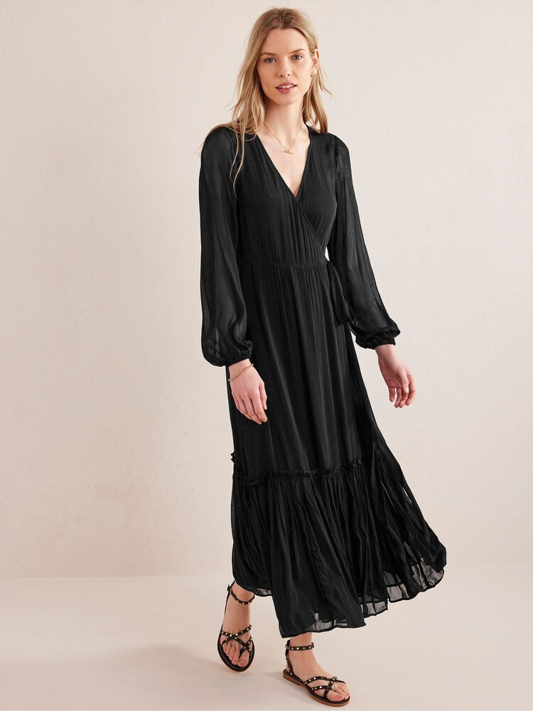 Boden Black Wrap Maxi Print Dress - Image 1 of 5 Boden Black Wrap Maxi Print Dress - Image 1 of 5
