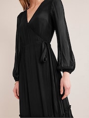 Boden Black Wrap Maxi Print Dress - Image 4 of 5