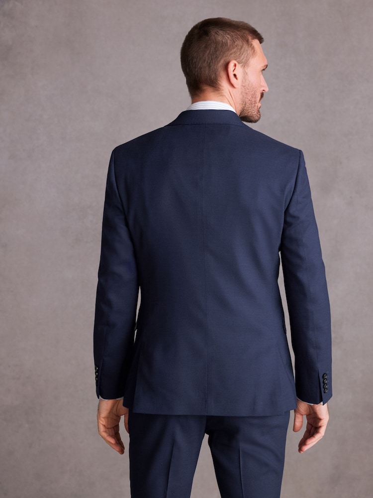 bleu vif - Veste de costume slim Signature Tollegno italienne en laine texturée - Image 3 of 11