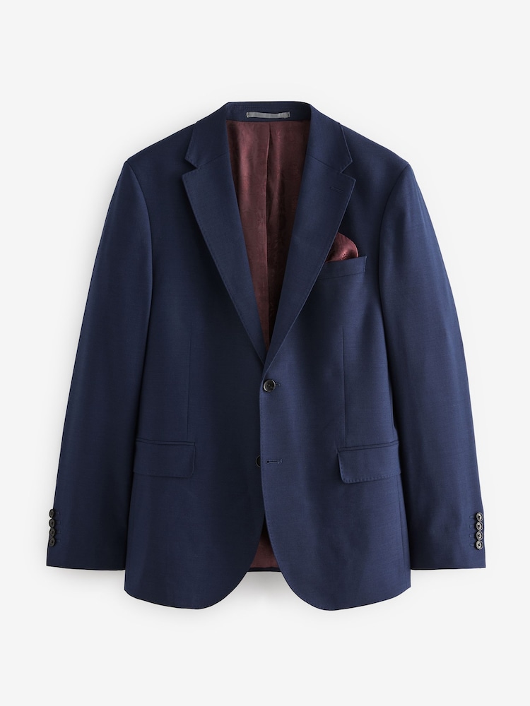 bleu vif - Veste de costume slim Signature Tollegno italienne en laine texturée - Image 6 of 11