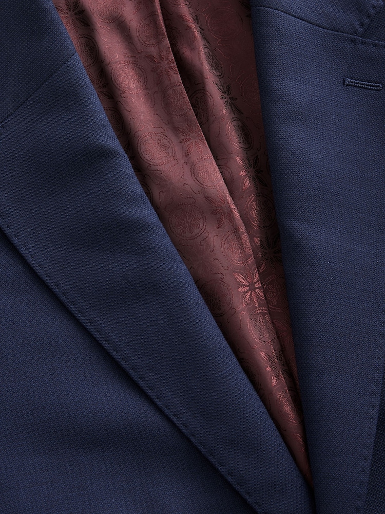 bleu vif - Veste de costume slim Signature Tollegno italienne en laine texturée - Image 7 of 11