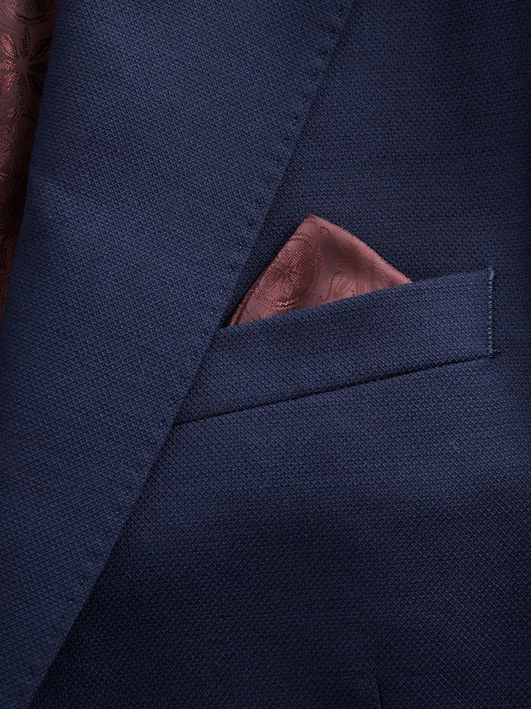bleu vif - Veste de costume slim Signature Tollegno italienne en laine texturée - Image 8 of 11