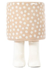 Gallery Home Cream Large Polka Dot Nevada Planter with Feet - Image 1 of 3