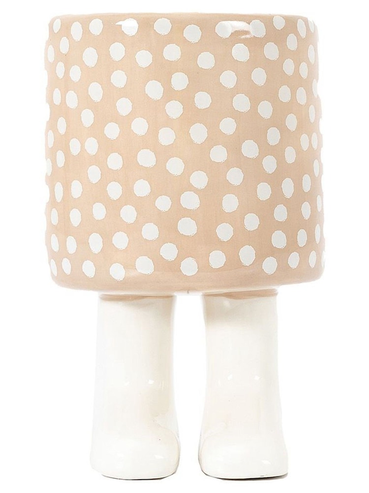 Gallery Home Cream Large Polka Dot Nevada Planter with Feet - Image 1 of 3