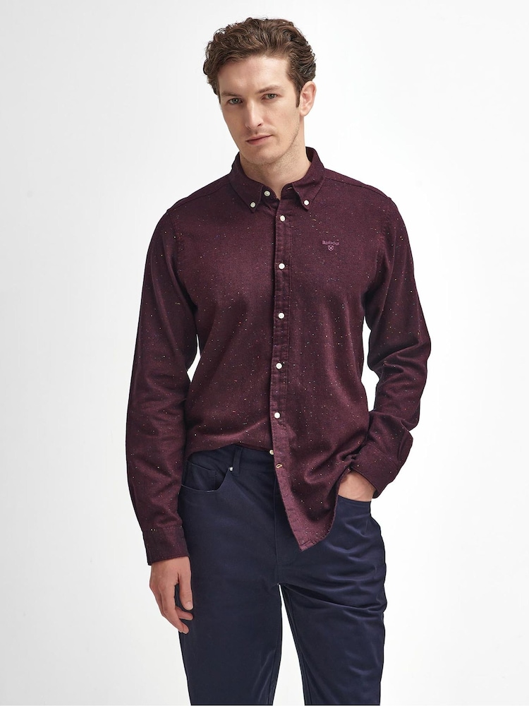 Barbour® Burgundy Red Tainsbury Fleck Twill Shirt - Image 1 of 7 Barbour® Burgundy Red Tainsbury Fleck Twill Shirt - Image 1 of 7