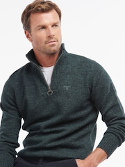 Barbour® Green Lambswool Quarter Zip Jumper - Image 1 of 7