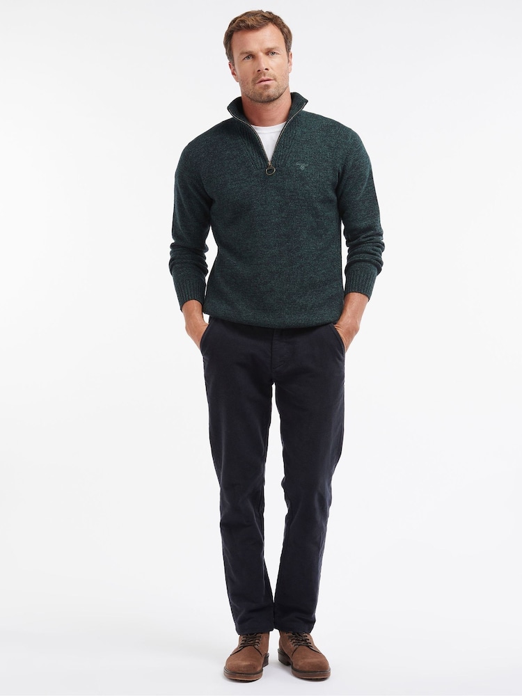 Barbour® Green Lambswool Quarter Zip Jumper - Image 2 of 7