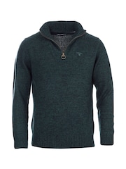 Barbour® Green Lambswool Quarter Zip Jumper - Image 5 of 7