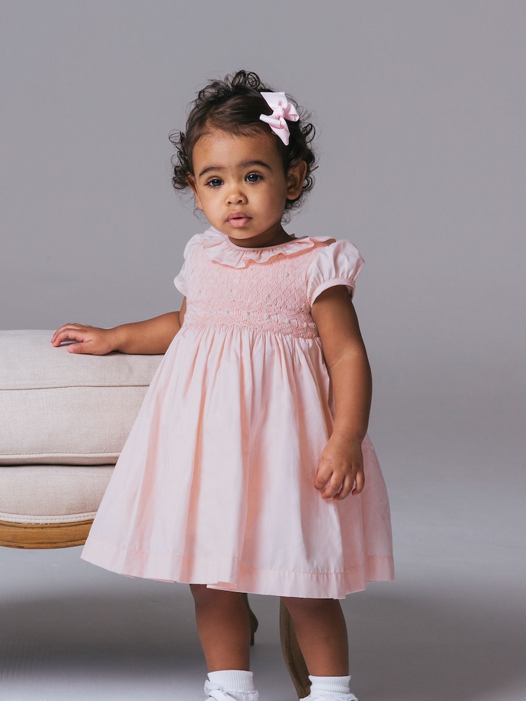 Trotters London Pink Willow Rose Hand Smocked Dress - Image 1 of 5