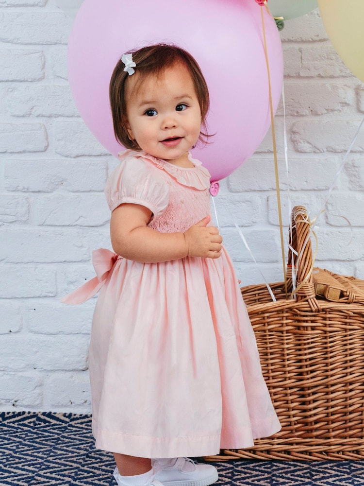 Trotters London Pink Willow Rose Hand Smocked Dress - Image 2 of 5