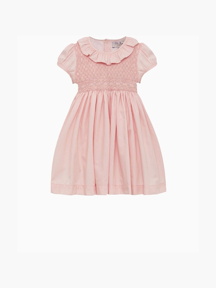 Trotters London roze Willow Rose jurk met smokwerk - Image 3 of 5