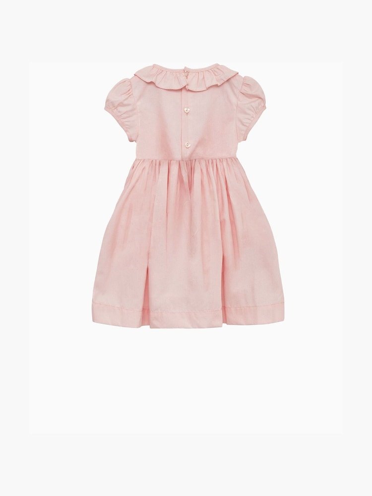 Trotters London roze Willow Rose jurk met smokwerk - Image 4 of 5