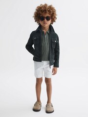 Reiss Green Ubud Half-Zip Textured Polo T-Shirt - Image 4 of 7