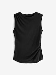 Black Ruched Shoulder Side Detail Vest - Image 5 of 6