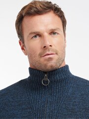 Barbour® Blue Lambswool Quarter Zip Jumper - Image 4 of 5