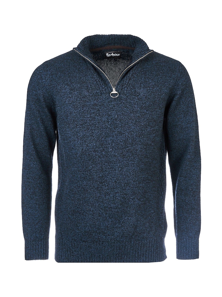 Barbour® Blue Lambswool Quarter Zip Jumper - Image 5 of 5