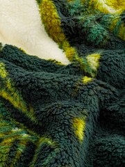 Ecru-Cremefarbener Blattdruck​​​​​​​ - Oberteil aus Teddyfleece mit RV-Kragen - Bild 6 von 6