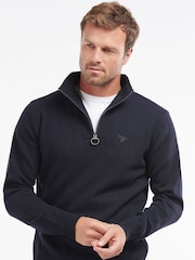 Barbour® Navy Blue Lambswool Quarter Zip Jumper - Image 5 of 9