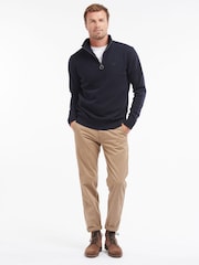 Barbour® Navy Blue Lambswool Quarter Zip Jumper - Image 7 of 9