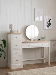 Chalk White Hampton Painted Oak Collection Luxe Side Pedestal Console Dressing Table - Image 1 of 9