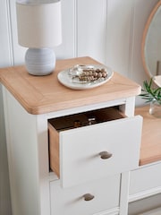 Chalk White Hampton Painted Oak Collection Luxe Side Pedestal Console Dressing Table - Image 3 of 9