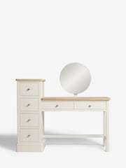 Chalk White Hampton Painted Oak Collection Luxe Side Pedestal Console Dressing Table - Image 5 of 9