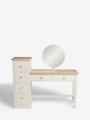 Chalk White Hampton Painted Oak Collection Luxe Side Pedestal Console Dressing Table - Image 8 of 9