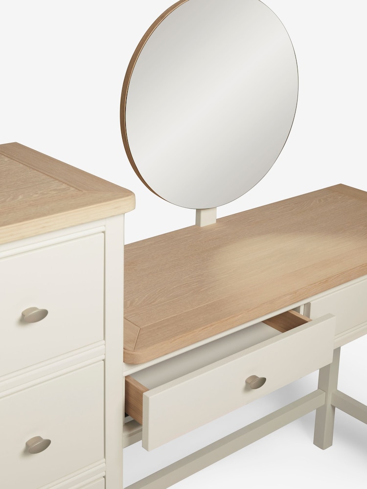 Chalk White Hampton Painted Oak Collection Luxe Side Pedestal Console Dressing Table - Image 9 of 9
