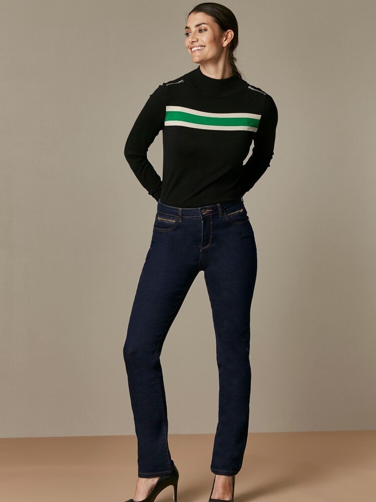 Wallis Indigo Zip Detail Straight Leg Jeans - Image 1 of 3