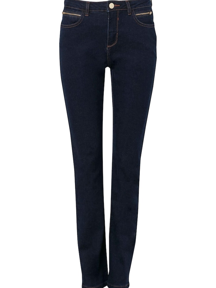 Wallis Indigo Zip Detail Straight Leg Jeans - Image 3 of 3