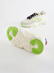 White Fluorescent Bright Elastic Lace Fashion Trainers - Image 4 of 5
